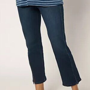 NWT Belle by Kim Gravel Petite TripleLuxe Denim Seamed Kick Flare Crop
